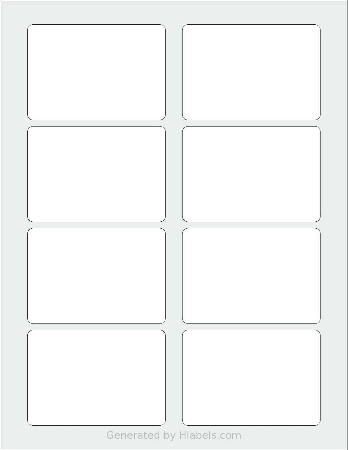 NextDayLabels® NDL-8R template with 8 rectangular 3.375 x 2.333 inch labels per sheet, on Letter-size adhesive blank label sheets.
