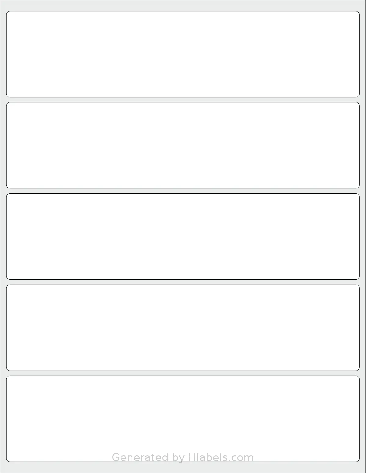 Nicbuy® 2x8 template with 5 rectangular 8.2 x 2 inch labels per sheet, on Letter-size adhesive blank label sheets.