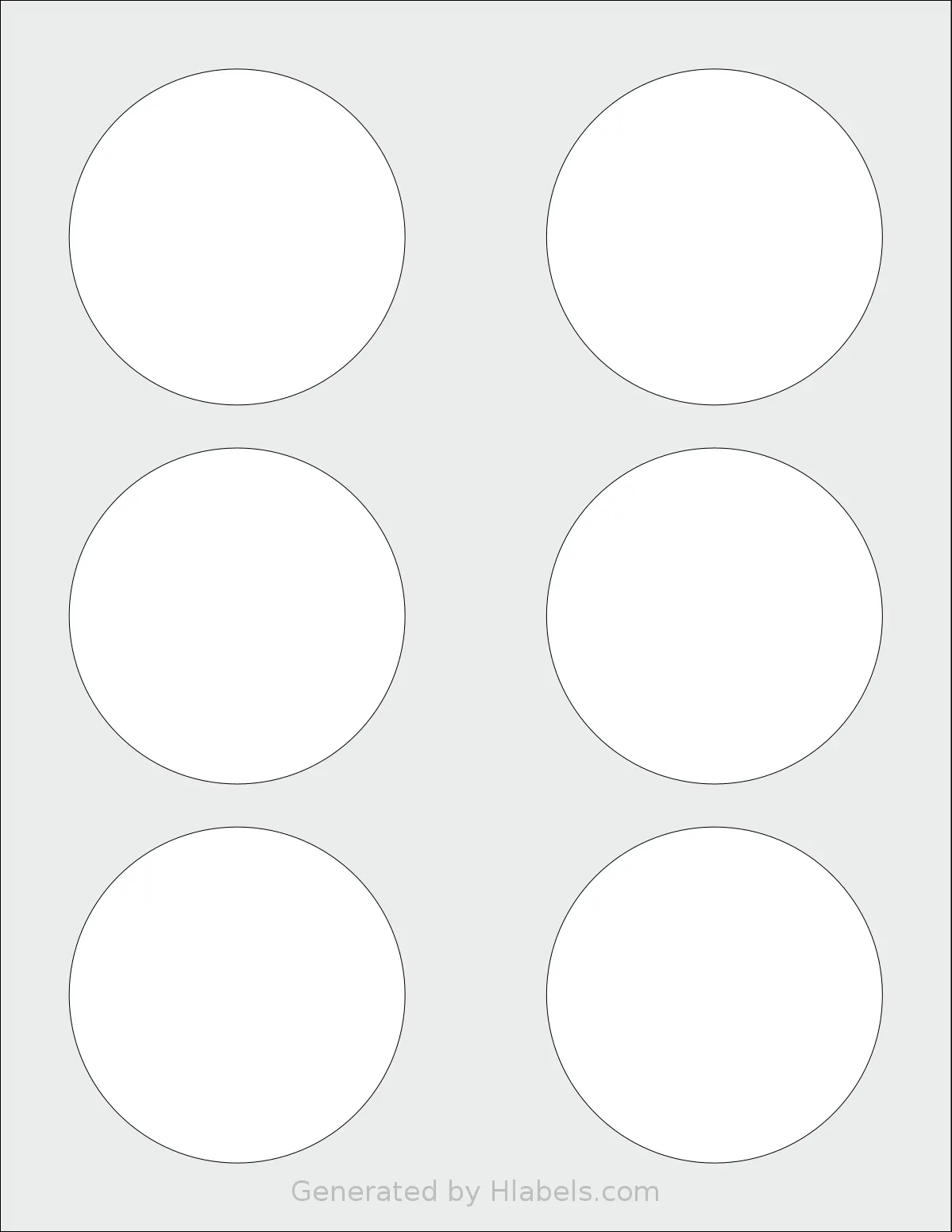 Nicbuy® 3 template with 6 circle labels per sheet, each 3 inch in diameter, on Letter-size adhesive blank label sheets.