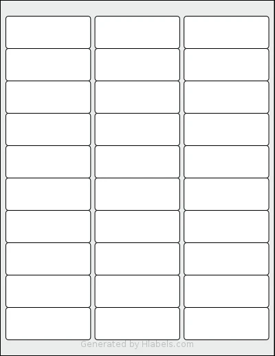 Nicbuy® 30UP template with 30 rectangular 2.625 x 1 inch labels per sheet, on Letter-size adhesive blank label sheets.