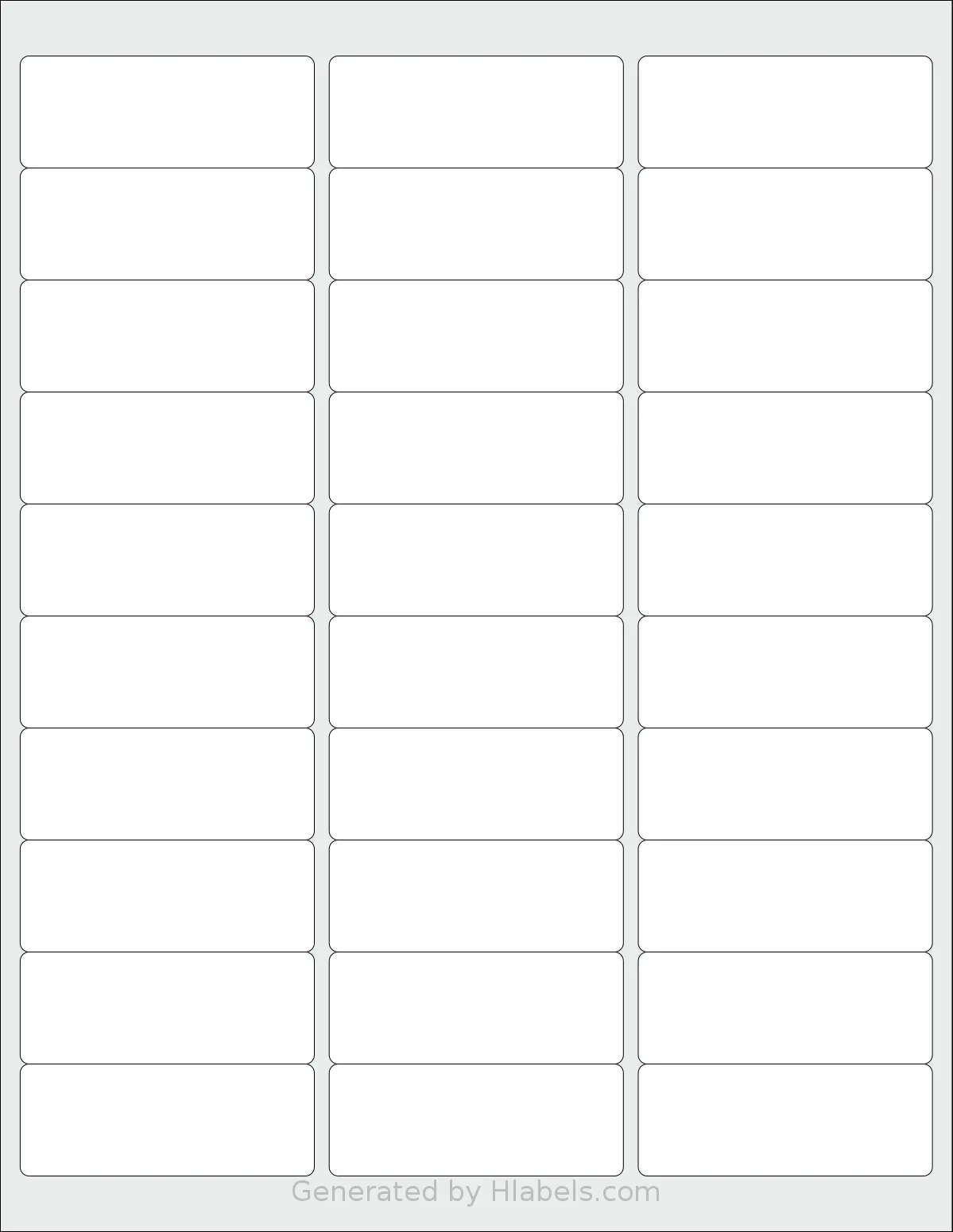 Nicbuy® 30UP template with 30 rectangular 2.625 x 1 inch labels per sheet, on Letter-size adhesive blank label sheets.