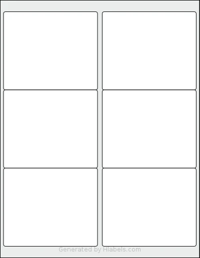 Nicbuy® 333x4 template with 6 rectangular 4 x 3.3333 inch labels per sheet, on Letter-size adhesive blank label sheets.