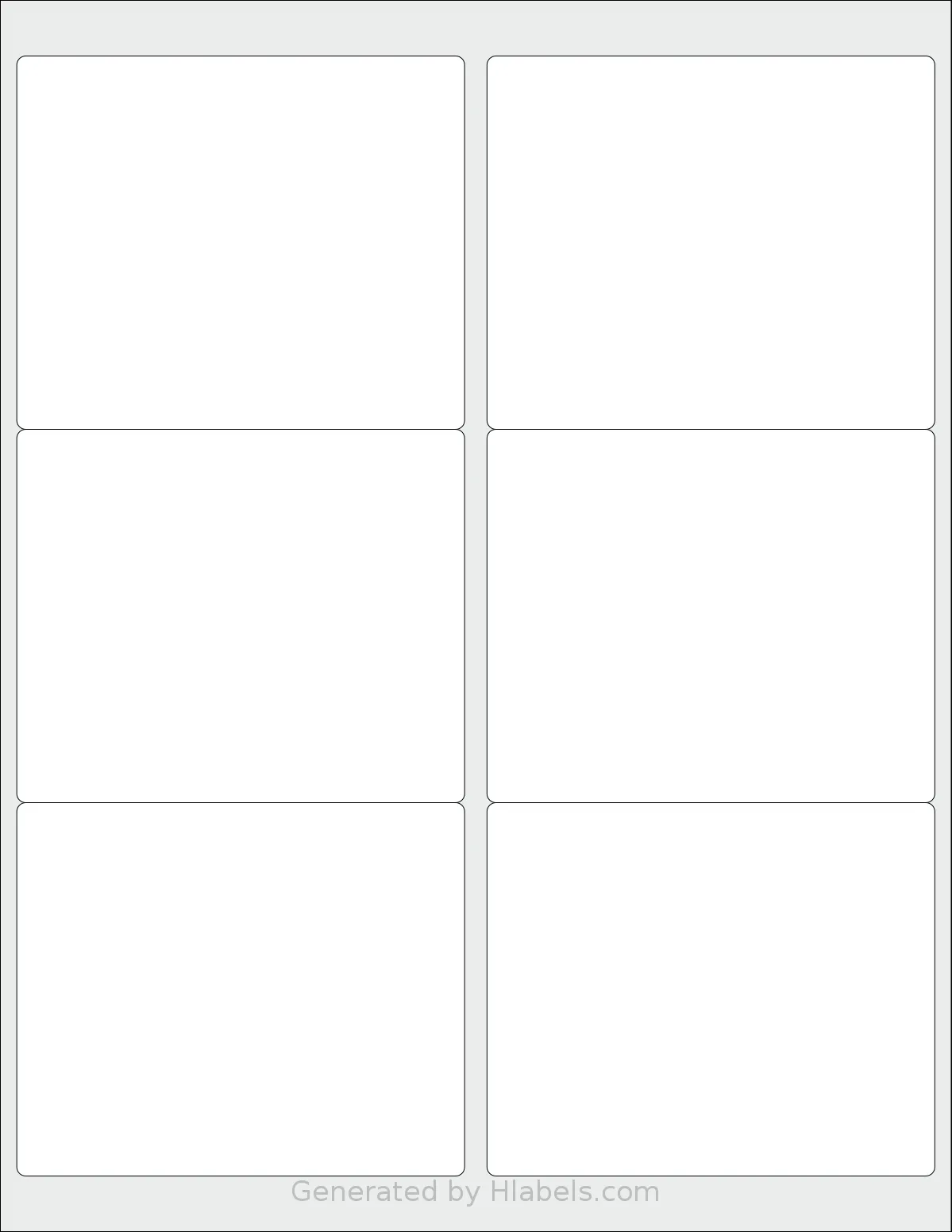 Nicbuy® 333x4 template with 6 rectangular 4 x 3.3333 inch labels per sheet, on Letter-size adhesive blank label sheets.