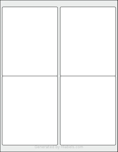 Nicbuy® 4x5 template with 4 rectangular 4 x 5 inch labels per sheet, on Letter-size adhesive blank label sheets.
