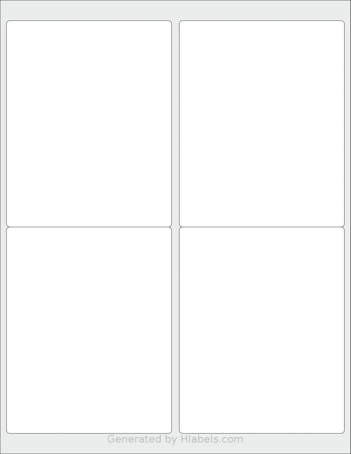 Nicbuy® 4x5 template with 4 rectangular 4 x 5 inch labels per sheet, on Letter-size adhesive blank label sheets.