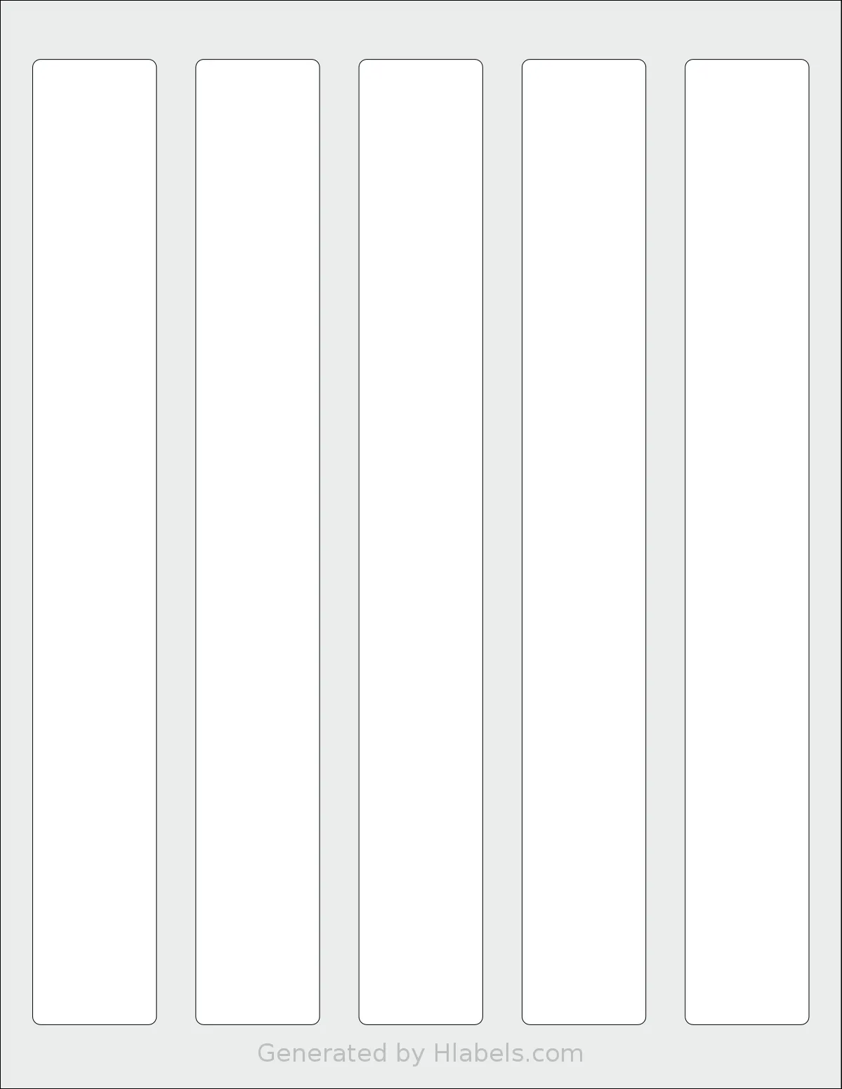 Nicbuy® 975x125 template with 5 rectangular 1.25 x 9.75 inch labels per sheet, on Letter-size adhesive blank label sheets.