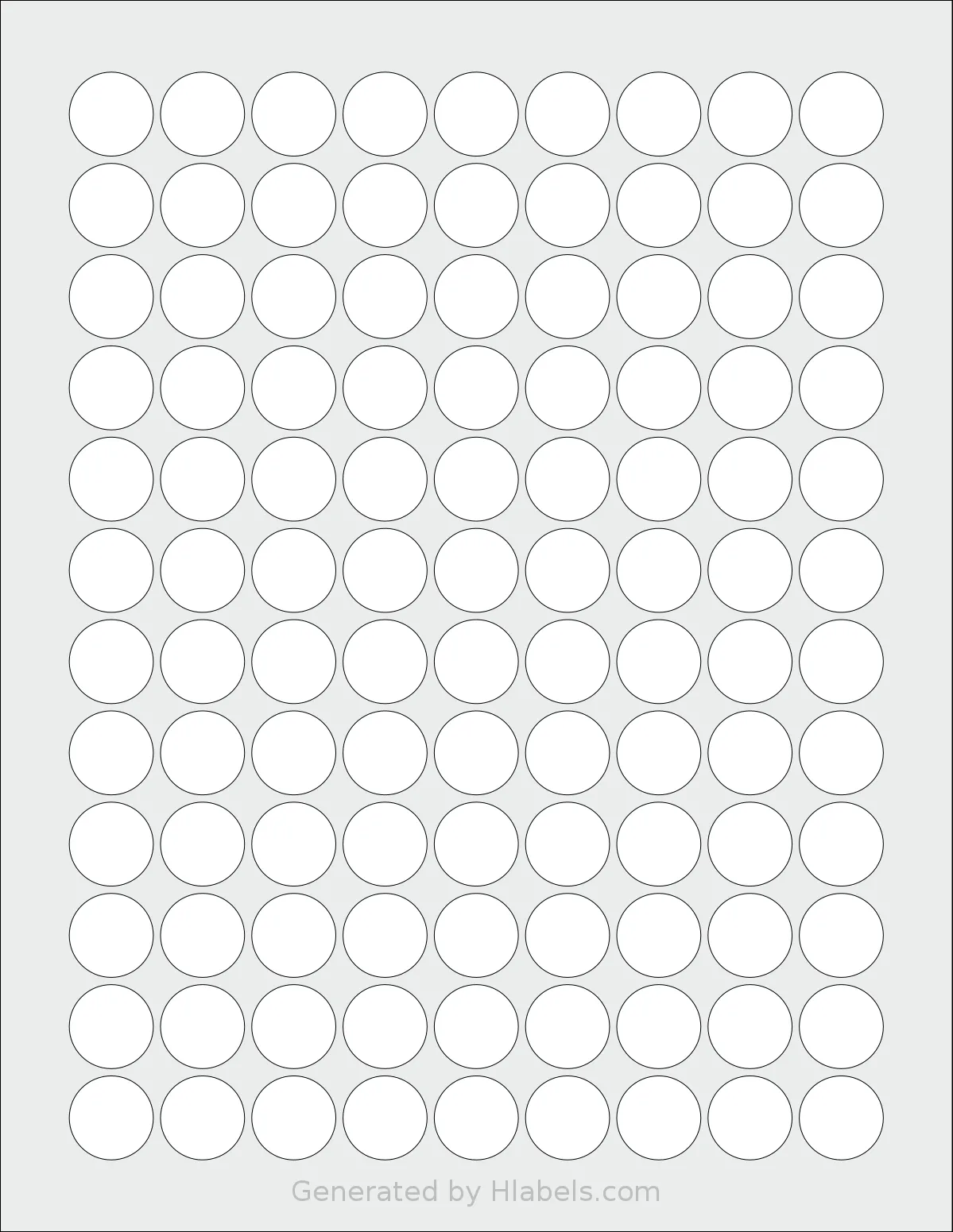 OfficeSmartLabels® O-LWC108 template with 108 circle labels per sheet, each 0.75 inch in diameter, on Letter-size adhesive blank label sheets.