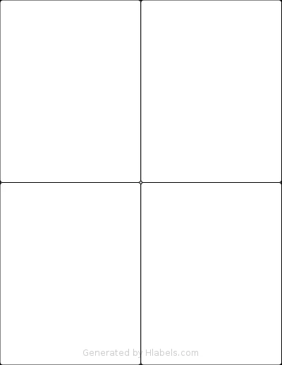 OfficeSmartLabels® O-LWS004-1 template with 4 rectangular 4.25 x 5.5 inch labels per sheet, on Letter-size adhesive blank label sheets.