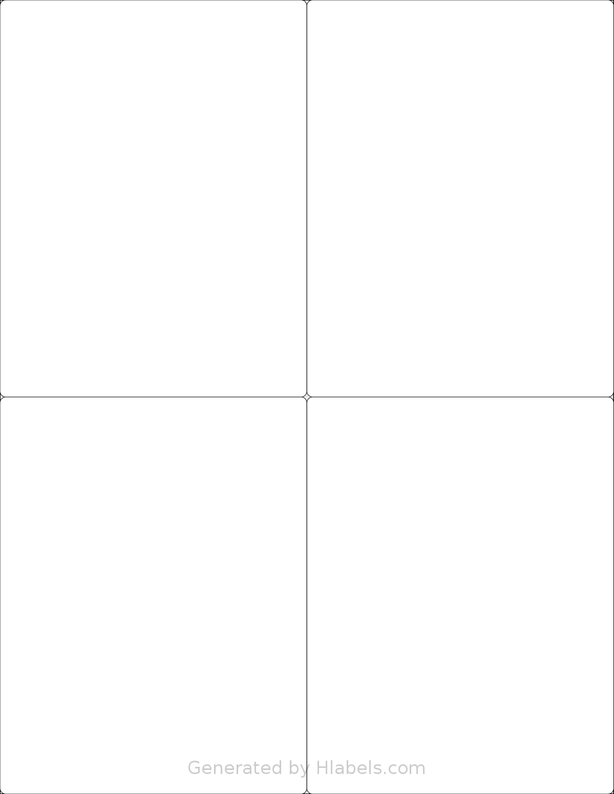 OfficeSmartLabels® O-LWS004-1 template with 4 rectangular 4.25 x 5.5 inch labels per sheet, on Letter-size adhesive blank label sheets.