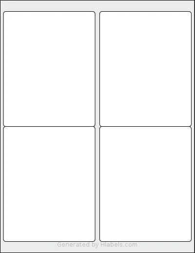 OfficeSmartLabels® O-LWS004-2 template with 4 rectangular 4 x 5 inch labels per sheet, on Letter-size adhesive blank label sheets.
