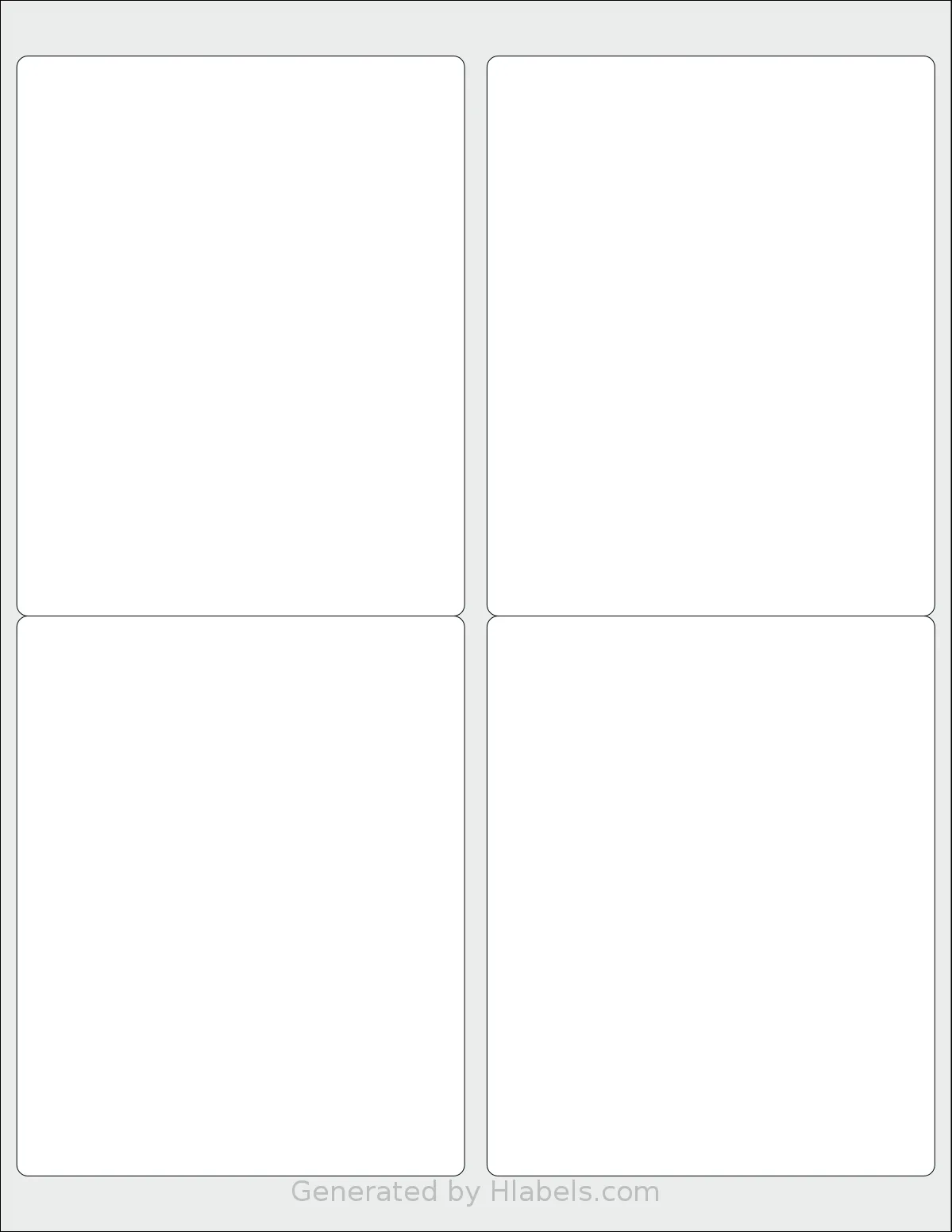 OfficeSmartLabels® O-LWS004-2 template with 4 rectangular 4 x 5 inch labels per sheet, on Letter-size adhesive blank label sheets.