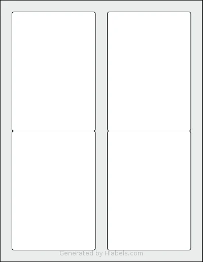 OfficeSmartLabels® O-LWS004 template with 4 rectangular 3.5 x 5 inch labels per sheet, on Letter-size adhesive blank label sheets.