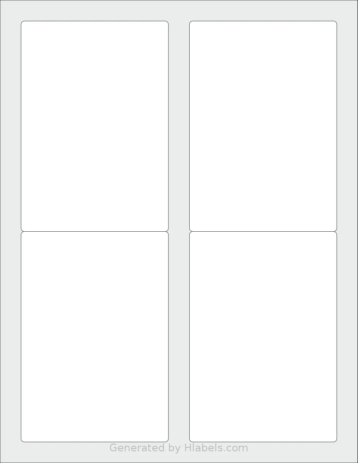 OfficeSmartLabels® O-LWS004 template with 4 rectangular 3.5 x 5 inch labels per sheet, on Letter-size adhesive blank label sheets.
