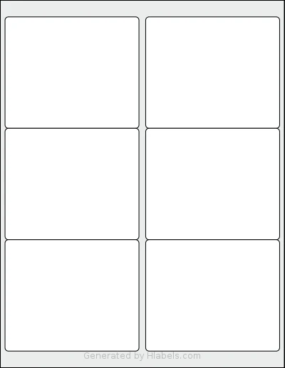 OfficeSmartLabels® O-LWS006 template with 6 rectangular 4 x 3.33 inch labels per sheet, on Letter-size adhesive blank label sheets.