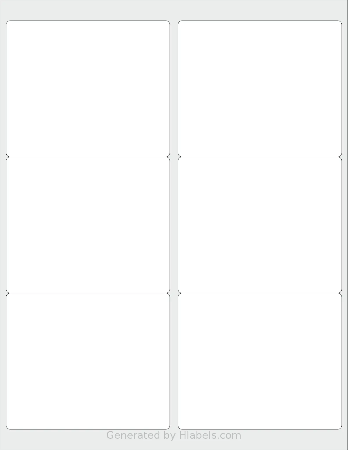 OfficeSmartLabels® O-LWS006 template with 6 rectangular 4 x 3.33 inch labels per sheet, on Letter-size adhesive blank label sheets.