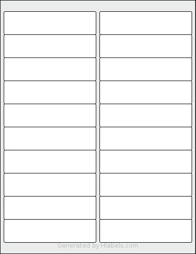 OfficeSmartLabels® O-LWS020 template with 20 rectangular 4 x 1 inch labels per sheet, on Letter-size adhesive blank label sheets.