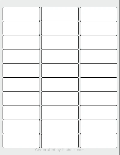 OfficeSmartLabels® O-LWS030 template with 30 rectangular 2.625 x 1 inch labels per sheet, on Letter-size adhesive blank label sheets.