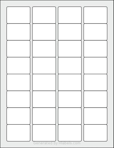 OfficeSmartLabels® O-LWS032-1-S template with 32 rectangular 1.75 x 1.25 inch labels per sheet, on Letter-size adhesive blank label sheets.