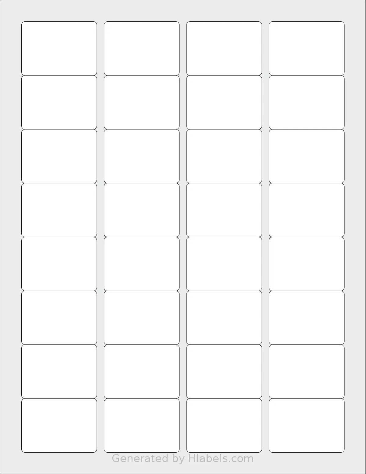 OfficeSmartLabels® O-LWS032-1-S template with 32 rectangular 1.75 x 1.25 inch labels per sheet, on Letter-size adhesive blank label sheets.