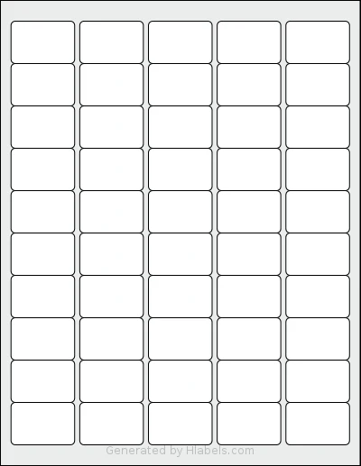 OfficeSmartLabels® O-LWS050 template with 50 rectangular 1.5 x 1 inch labels per sheet, on Letter-size adhesive blank label sheets.