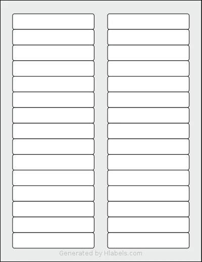 OfficeSmartLabels® O-LWSF30 template with 30 rectangular 3.4375 x 0.6562 inch labels per sheet, on Letter-size adhesive blank label sheets.