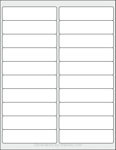 Offix® 367011 template with 20 rectangular 4 x 1 inch labels per sheet, on Letter-size adhesive blank label sheets.