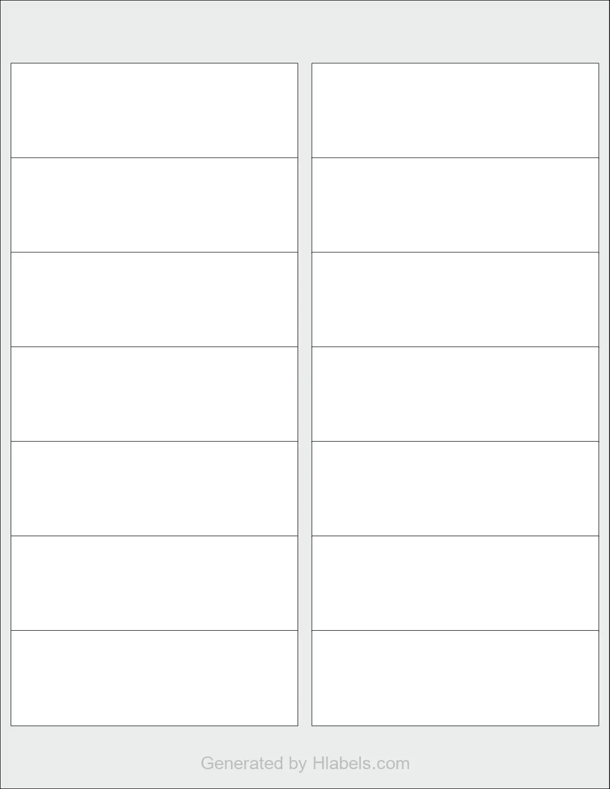 OnlineLabels® OL100WX template with 14 rectangular 4 x 1.33 inch labels per sheet, on Letter-size adhesive blank label sheets.