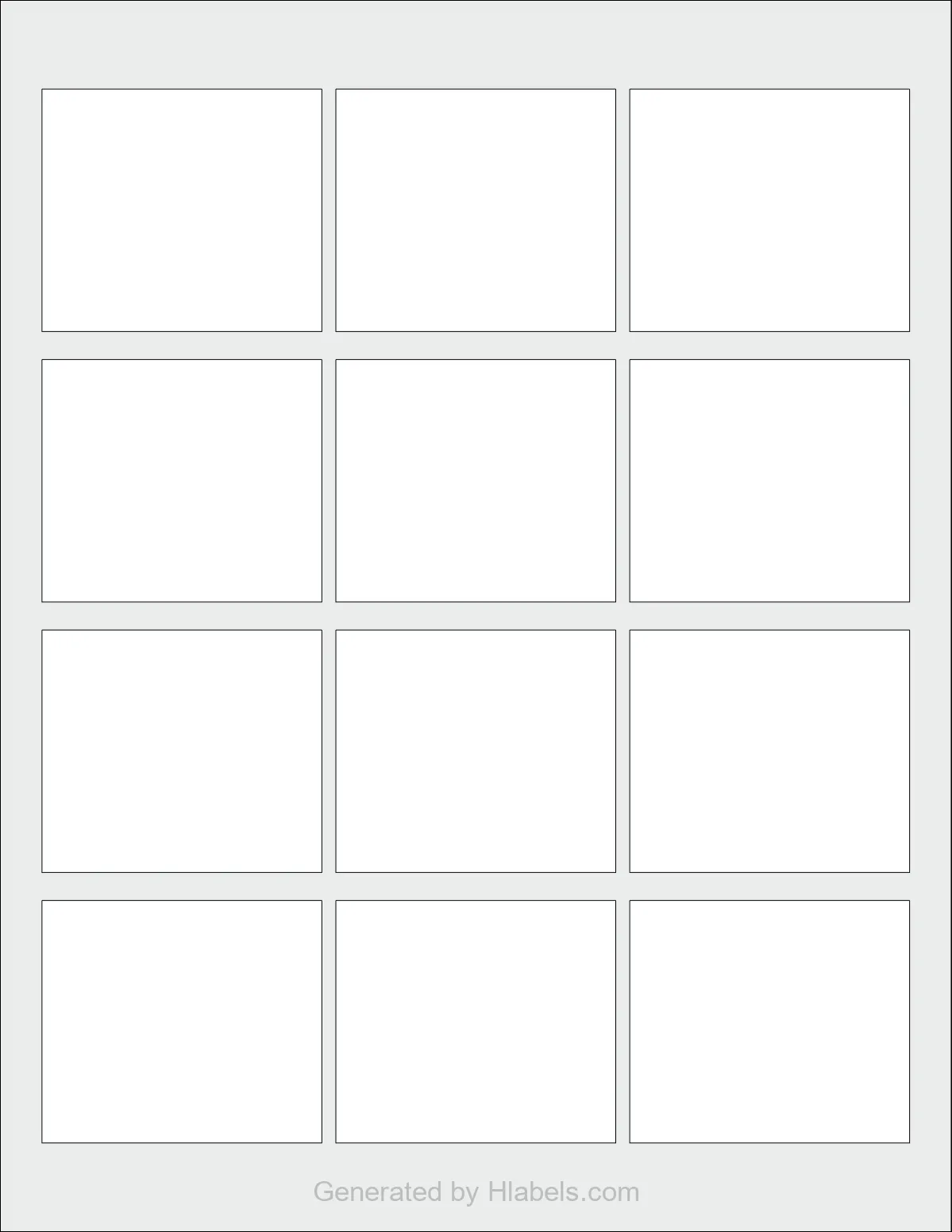 OnlineLabels® OL1059 template with 12 rectangular 2.5 x 2.1651 inch labels per sheet, on Letter-size adhesive blank label sheets.