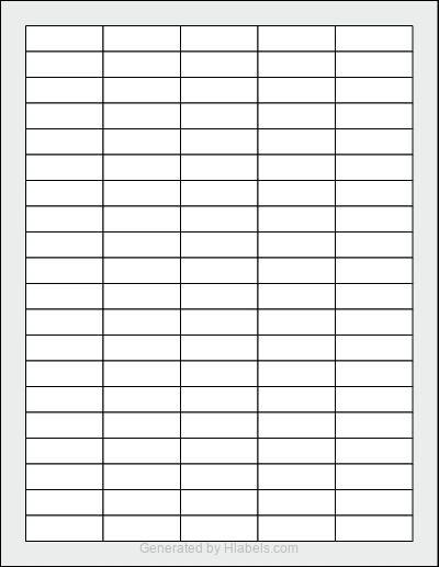 OnlineLabels® OL1100 Template OnlineLabels® OL1100 template with 100 rectangular 1.5 x 0.5 inch labels per sheet, on Letter-size adhesive blank label sheets.