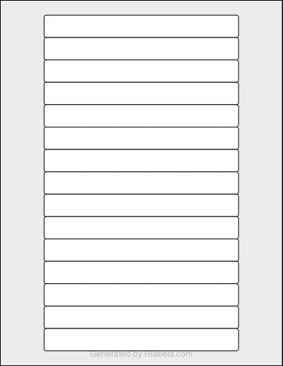 OnlineLabels® OL1150 template with 15 rectangular 5.85 x 0.6727 inch labels per sheet, on Letter-size adhesive blank label sheets.