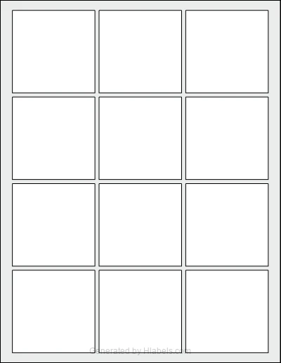 OnlineLabels® OL1185 Template OnlineLabels® OL1185 template with 12 square 2.5 x 2.5 inch labels per sheet, on Letter-size adhesive blank label sheets.