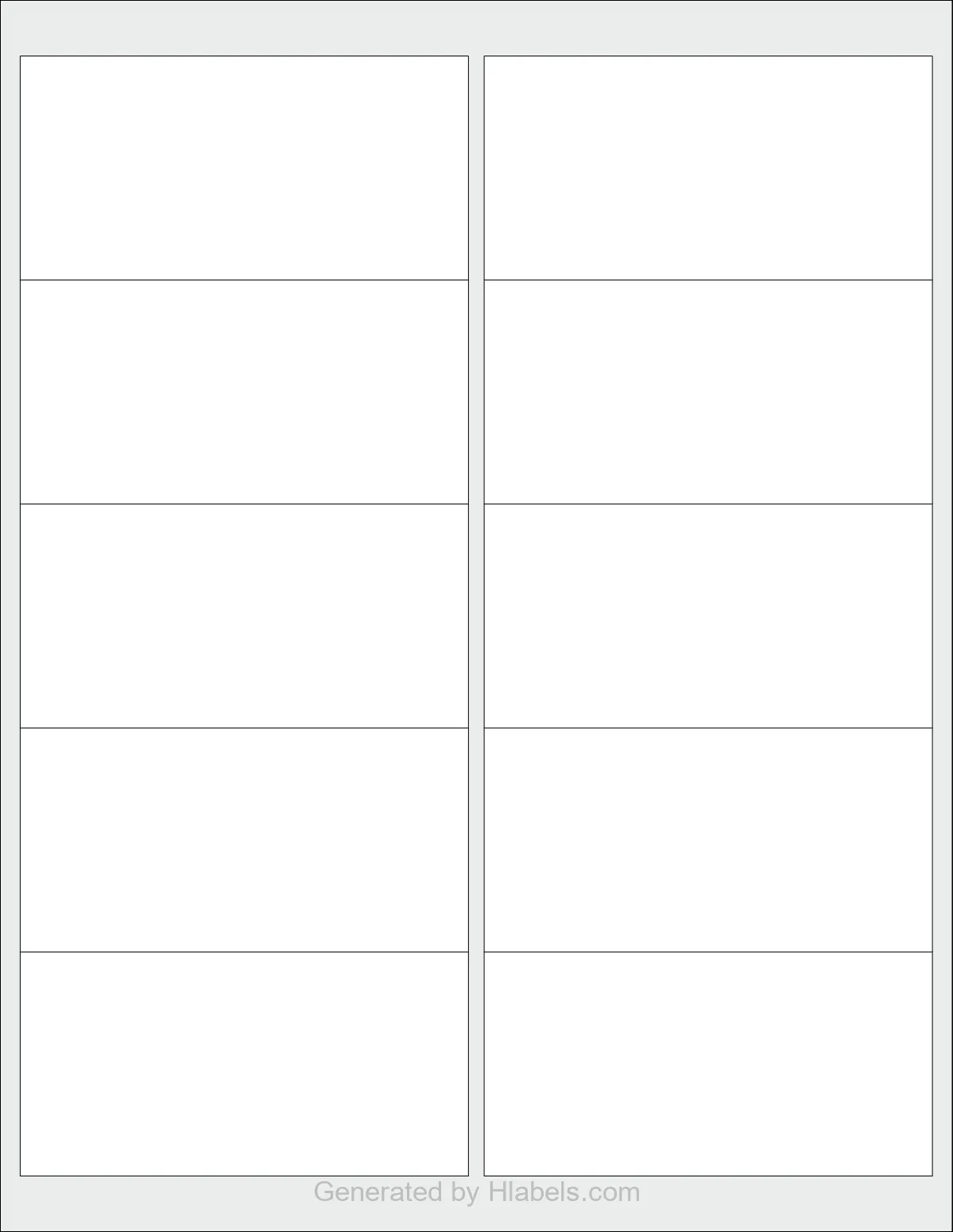 OnlineLabels® OL125 template with 10 rectangular 4 x 2 inch labels per sheet, on Letter-size adhesive blank label sheets.