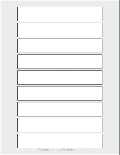 OnlineLabels® OL1437 template with 9 rectangular 6 x 1 inch labels per sheet, on Letter-size adhesive blank label sheets.