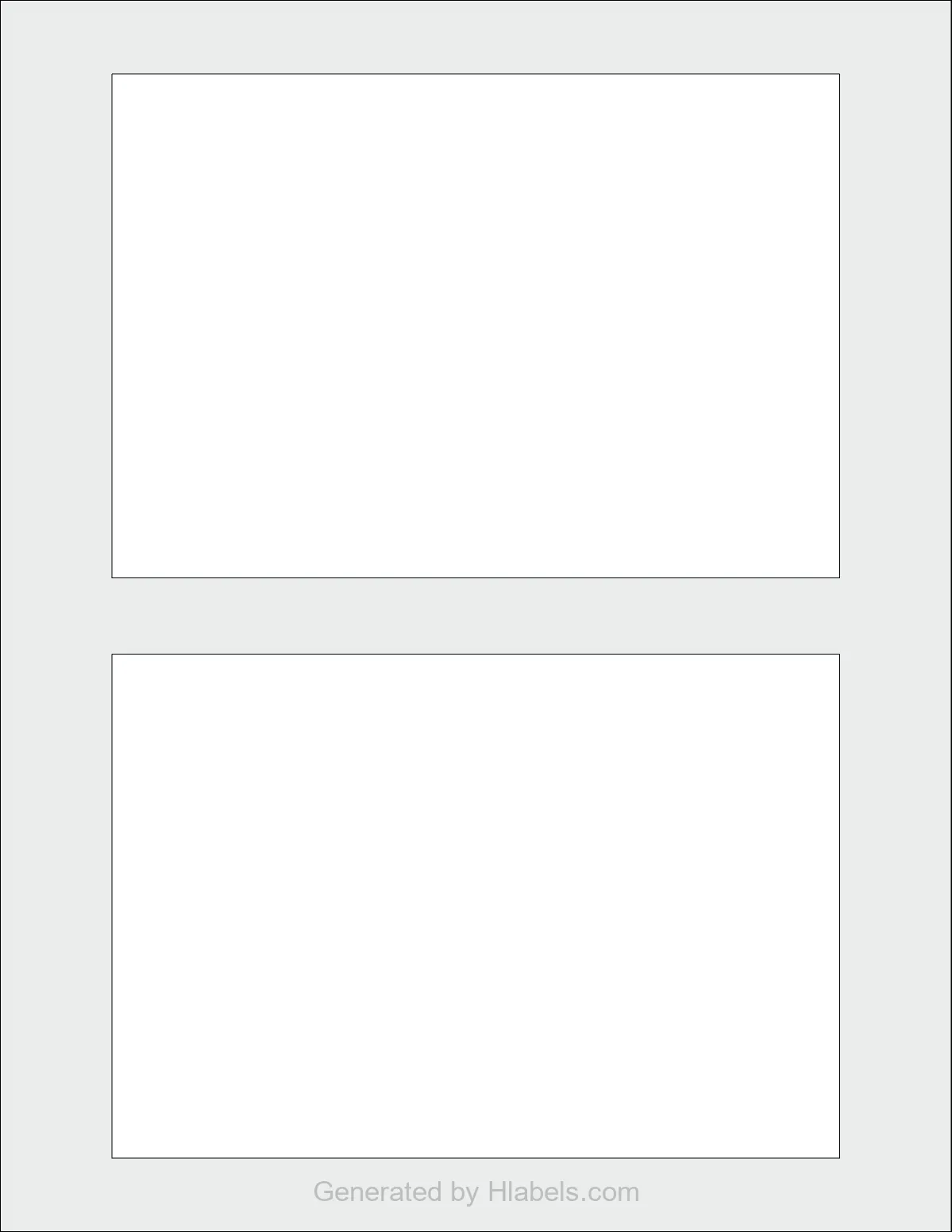 OnlineLabels® OL1499 template with 2 rectangular 6.5 x 4.5 inch labels per sheet, on Letter-size adhesive blank label sheets.