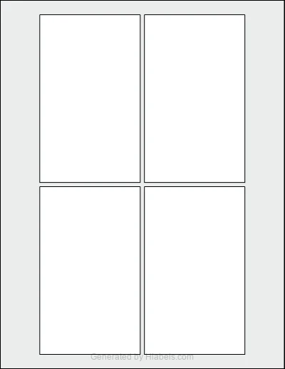 OnlineLabels® OL1557 template with 4 rectangular 3 x 5 inch labels per sheet, on Letter-size adhesive blank label sheets.