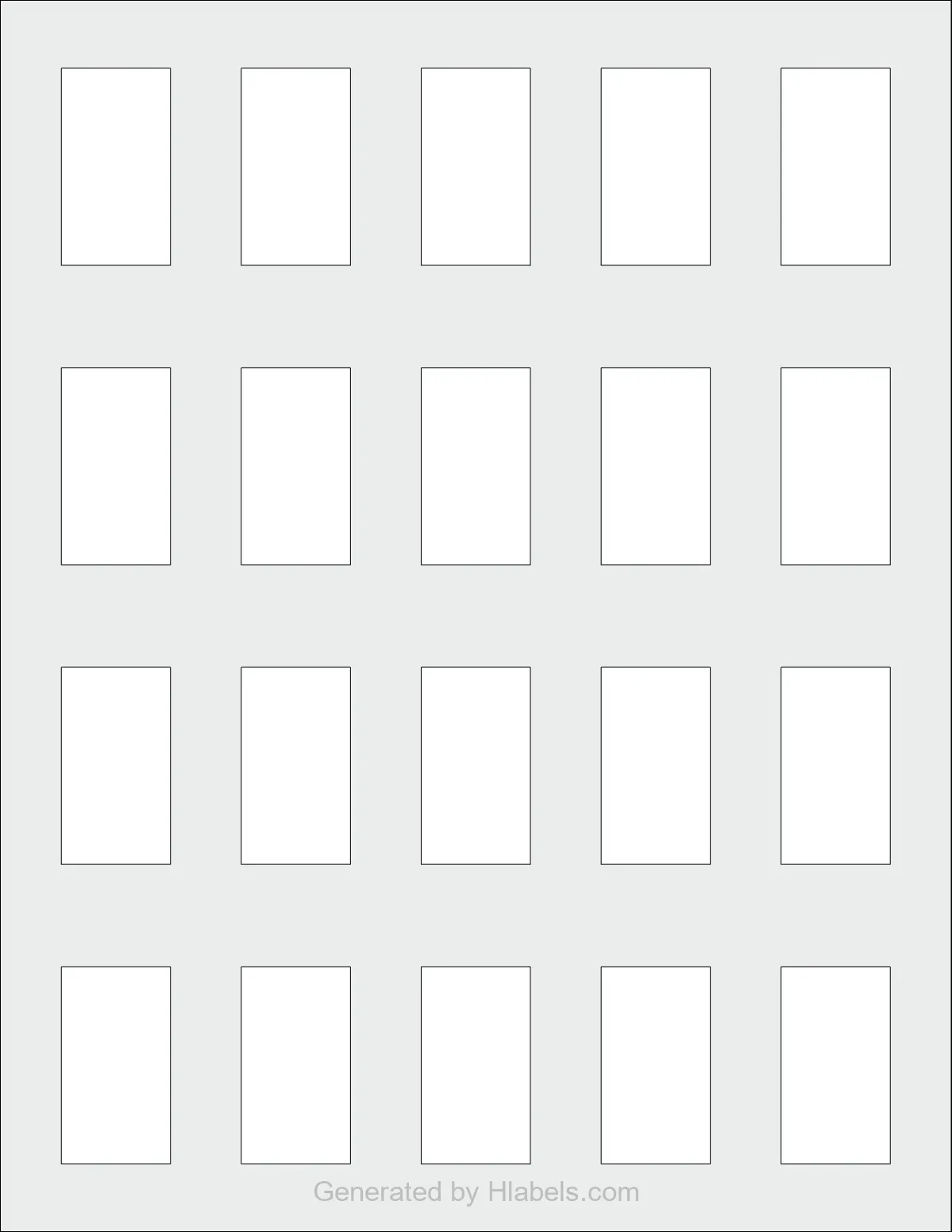 OnlineLabels® OL2673 template with 20 rectangular 0.975 x 1.76 inch labels per sheet, on Letter-size adhesive blank label sheets.
