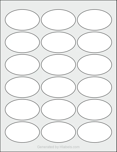 OnlineLabels® OL2684 Template OnlineLabels® OL2684 template with 18 oval 2.5 x 1.5 inch labels per sheet, on Letter-size adhesive blank label sheets.