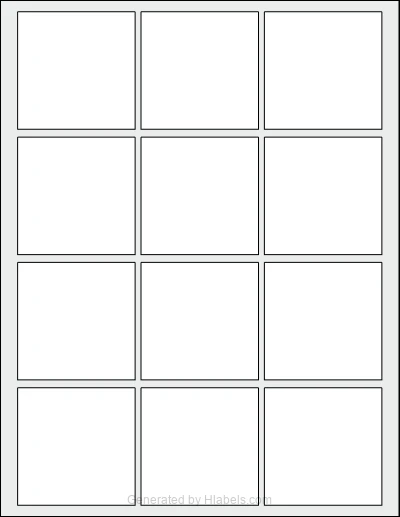 OnlineLabels® OL291 Template OnlineLabels® OL291 template with 12 square 2.5 x 2.5 inch labels per sheet, on Letter-size adhesive blank label sheets.