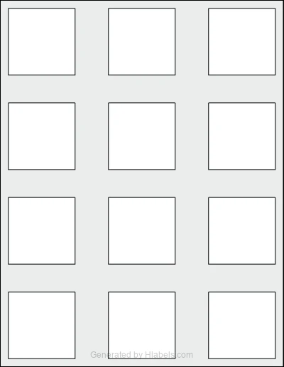 OnlineLabels® OL3016 Template OnlineLabels® OL3016 template with 12 square 2 x 2 inch labels per sheet, on Letter-size adhesive blank label sheets.