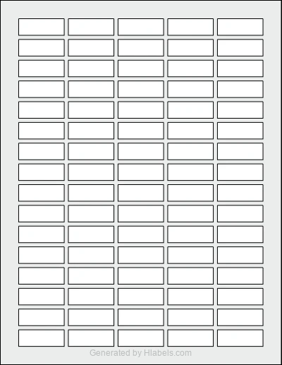 OnlineLabels® OL3034 template with 80 rectangular 1.375 x 0.5 inch labels per sheet, on Letter-size adhesive blank label sheets.