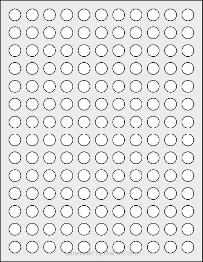 OnlineLabels® OL32 Template OnlineLabels® OL32 template with 154 circle labels per sheet, each 0.5 inch in diameter, on Letter-size adhesive blank label sheets.