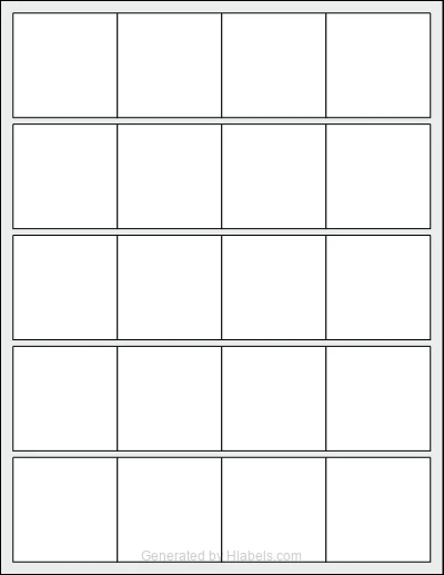 OnlineLabels® OL330 Template OnlineLabels® OL330 template with 20 square 2 x 2 inch labels per sheet, on Letter-size adhesive blank label sheets.