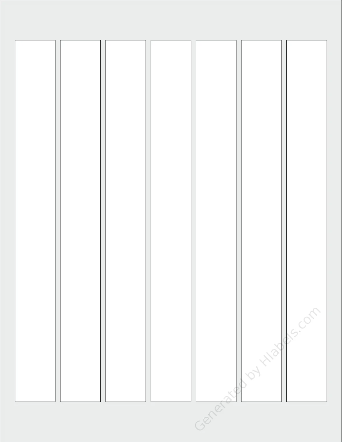 OnlineLabels® OL3432 template with 7 rectangular 1 x 9 inch labels per sheet, on Letter-size adhesive blank label sheets.
