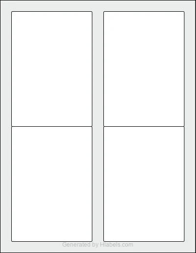 OnlineLabels® OL3538 template with 4 rectangular 3.5 x 5 inch labels per sheet, on Letter-size adhesive blank label sheets.