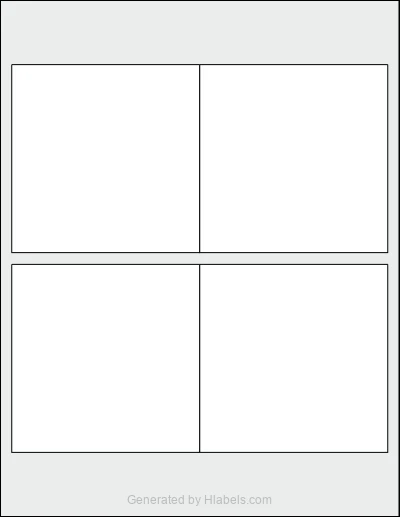 OnlineLabels® OL3539 template with 4 square 4 x 4 inch labels per sheet, on Letter-size adhesive blank label sheets.