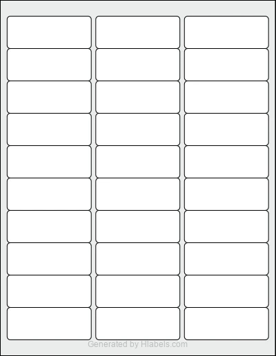 OnlineLabels® OL3590 template with 30 rectangular 2.5935 x 1 inch labels per sheet, on Letter-size adhesive blank label sheets.