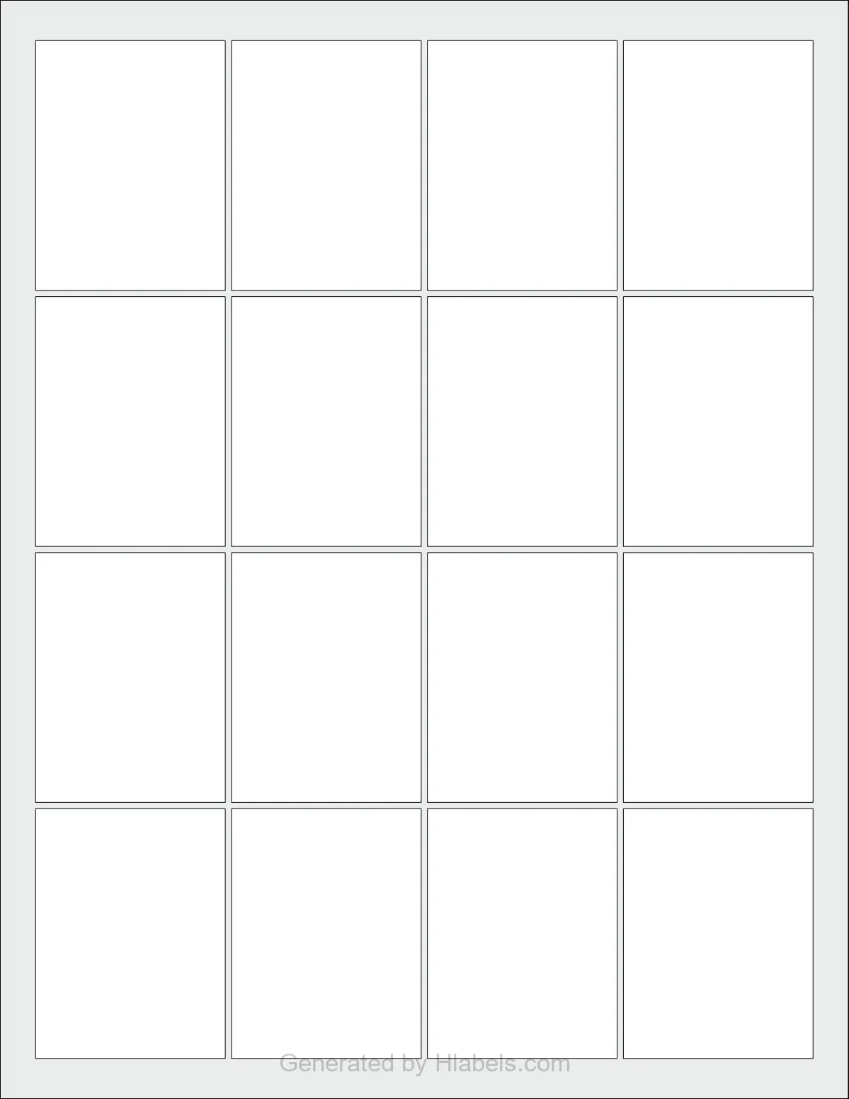 OnlineLabels® OL5051 template with 16 rectangular 1.9 x 2.5 inch labels per sheet, on Letter-size adhesive blank label sheets.