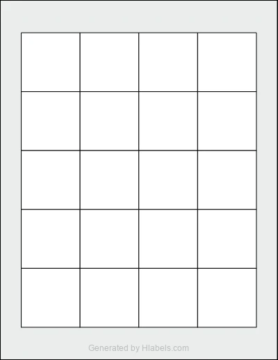 OnlineLabels® OL5175 Template OnlineLabels® OL5175 template with 20 square 1.8 x 1.8 inch labels per sheet, on Letter-size adhesive blank label sheets.
