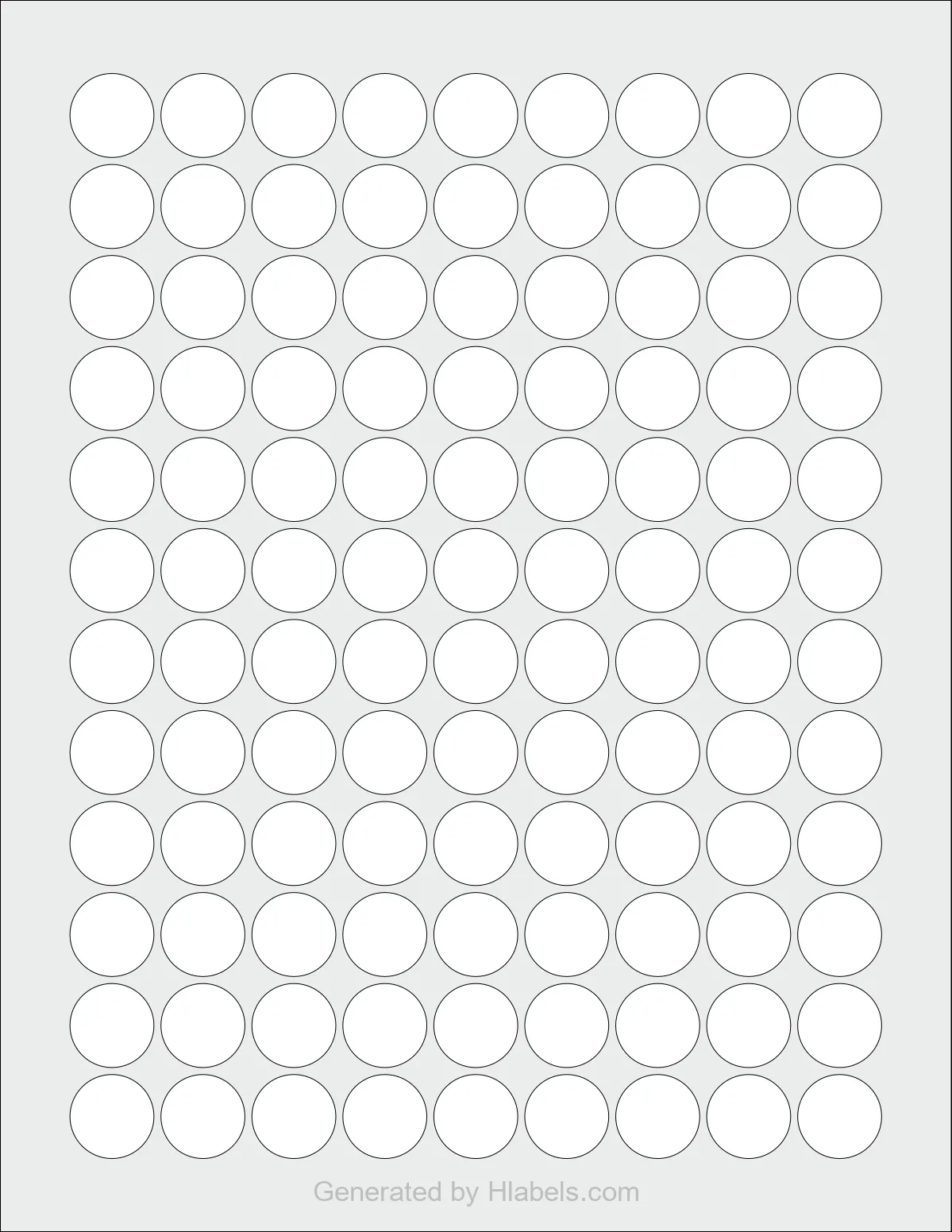 OnlineLabels® OL5275 template with 108 circle labels per sheet, each 0.75 inch in diameter, on Letter-size adhesive blank label sheets.