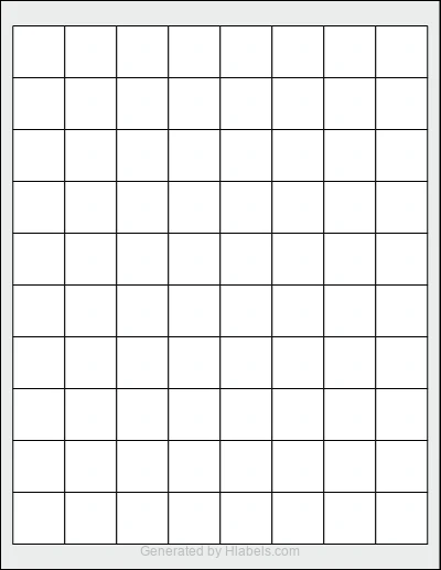 OnlineLabels® OL5425 Template OnlineLabels® OL5425 template with 80 square 1 x 1 inch labels per sheet, on Letter-size adhesive blank label sheets.